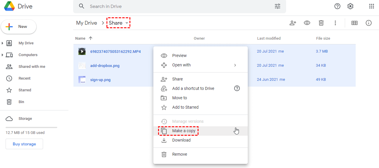 how to copy folders in google drive