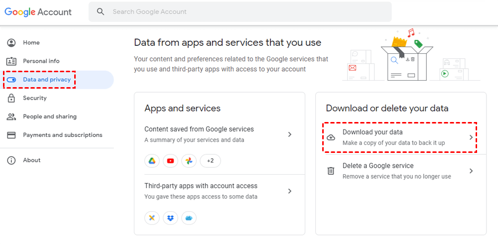 Google Takeout transfer tool