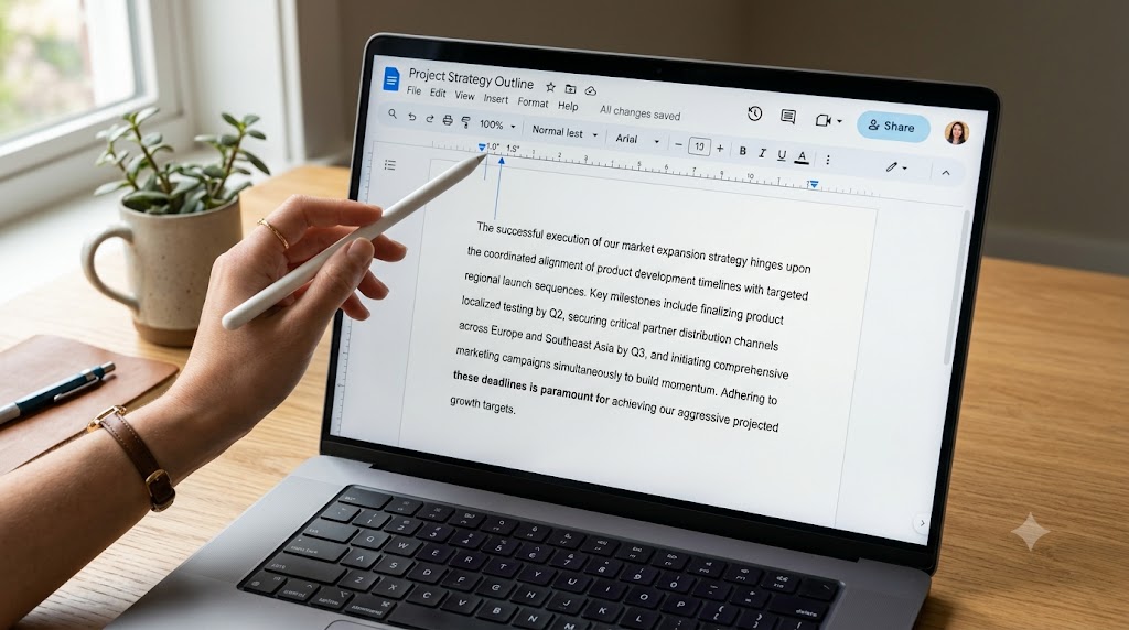 hanging indent on google docs